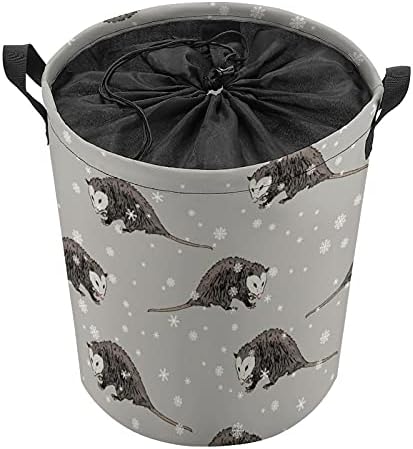 Zimske okrugle torbe za rublje od oposuma vodootporna košara za odlaganje s ručkama i poklopcem koji se zatvara na uzicu