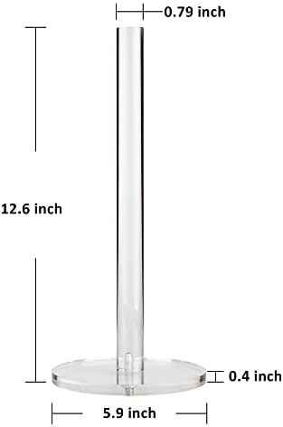 Worhe Clear akrilni papirnati držač ručnika Countertop 5,9 promjera zadebljanja čvrsta baza, za kuhinjsku kupaonicu ispraznost