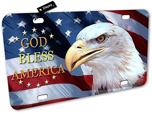 Diayey American Flag Eagle Patriotska registarska tablica za prednji dio automobila za žene Muškarci Oznaka automobila za