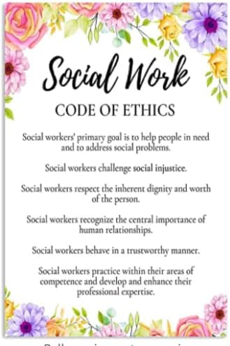 Poster etičkog kodeksa socijalnog rada bez okvira ili uokvirenog platna 0,75 inčni tisak u američkoj noviteti Citiran, motivacijski