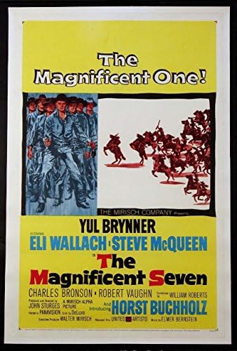 Veličanstveni sedam Yul Brynner Steve McQueen 1960 Original One List 27x41 na platnu