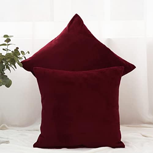 Panku pakiranje od 2, crveni baršun meki jastučni jastuci jastuci 18x18, čvrsti ukrasni poklopci s četvornim jastucima s