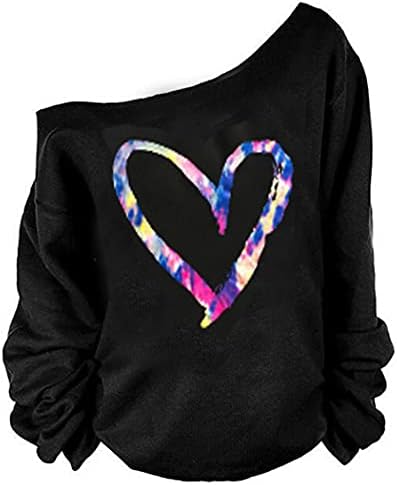 Magicmk ženska džemper majica usne Print kauzalna bluza s ramena dugi rukav labavi složeni pulover plus vrhovi veličine