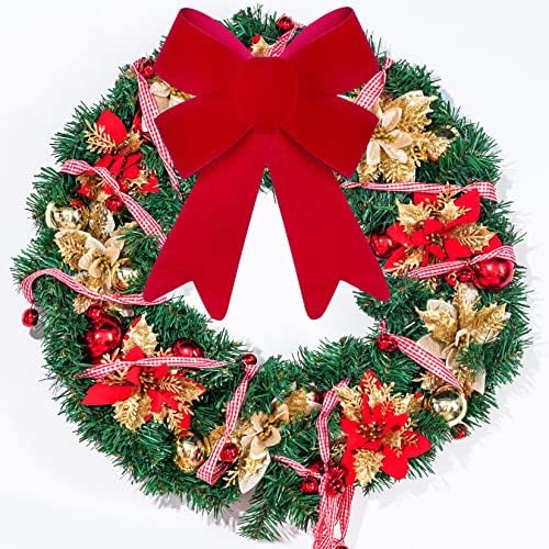 10 komada crveni lukovi božićni lukovi za vijence PVC Velvet Xmas Dekoracije drveća za zanatski božićni vijenac kući unutarnji