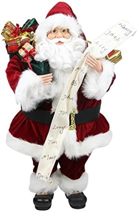 Northlight stojeći Djed Mraz s nestašnim ili lijepim popisom i vreća s poklonima božićna figura, 24