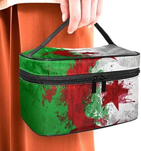 ECMRAD prijenosna torba za šminkanje Alžira zastava Pozadina tiska veliki kapacitet s patentnim zatvaračem pogodnim za lijepe