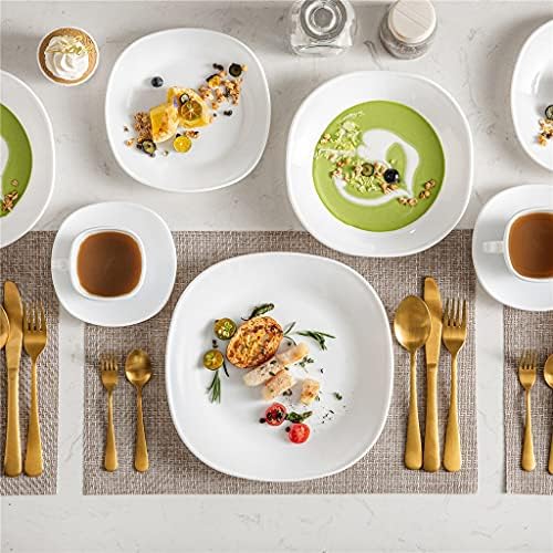 Yxbdn 60- komad Neraskidivi izdržljivi Opal stakleni set za večeru s 12 tanjura za večeru, tanjur za juhu, tanjur za desert,