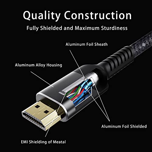 JEAVDARN Ultra ultra brzina 8K HDMI 2.1 kabel 10ft, 48Gbps HDMI Pleteni kabel-4K@120Hz 144Hz 8K@60Hz, EARC, HDCP 2.2 & 2.3,