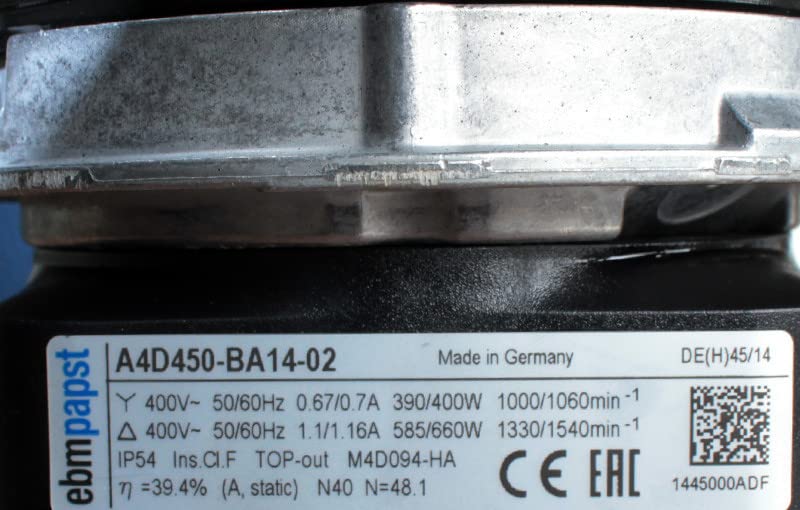 1 PCS A4D450-BA14-02 400V 0,67/0,7A Ventilator za hlađenje vanjskog rotora hladnog skladištenja
