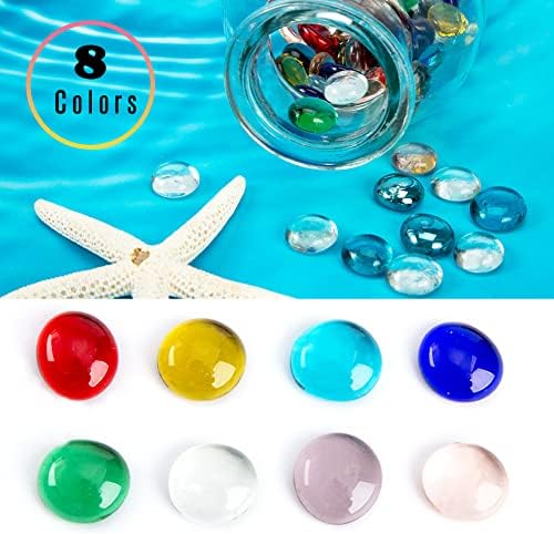 + Ravne staklene kuglice različitih boja 5LB 500pcs ravni dragulji akvarijski šljunak kuglice za punjenje vaza dekor stola,