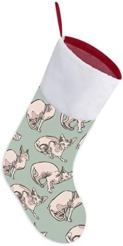 Sfinga mačka Personalizirana božićna čarapa Domaća božićna drveća Kamin Viseći ukrasi