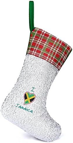 Volim jamajku božićnu čarapu s iskričavim blingin sedlin božićni blagdanski kamin plašt