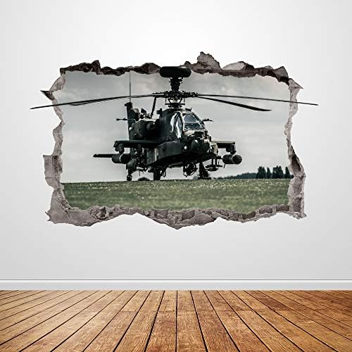 Naljepnica helikoptera razbijena 3D vojni grafički zid naljepnica umjetnost mural plakat dječji dekor dekor poklon up278