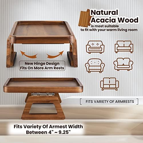 Ladica za ruke od bagremovog drveta-Stezaljka za stol za ruke kauča-stolić za ruke kauča za široke sofe - drveni bočni stolovi