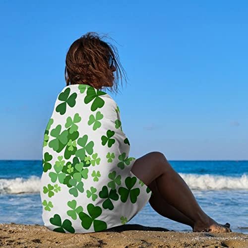 Vantaso Green Clover St Patrick's Day Rough Rowle Preveliki lagani 31x51 inčni ručnik za plažu putnički plivanje bazen joga