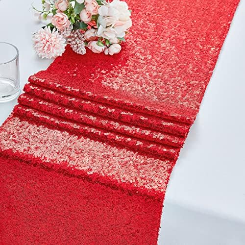 2 pakiranja 12 x 72 inča crveni stol za šljokice, trkač za sjaj za rođendanske zabave ukrasi za vjenčanje Bachelorette odmor