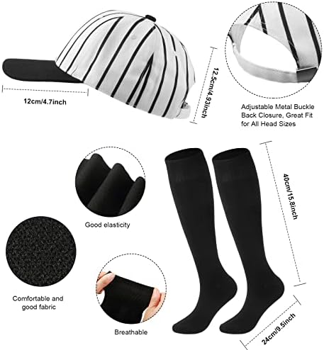 4 komada muškarci vintage bejzbol kostim Pinstripe Baseball odijelo Set majica, bejzbol hlače, crne čarape, šešir za bejzbol