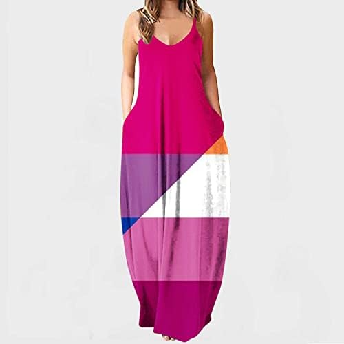 ljetna Maksi haljina za žene 2023, modna ležerna haljina s printom na naramenice do poda, široka haljina za plažu s džepom