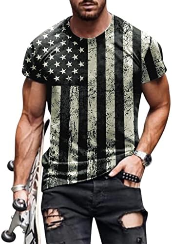 UBST muški vojnik majice s kratkim rukavima Patriotska retro američka zastava mišića Slim Fit Tee Tops Summer Casual majica