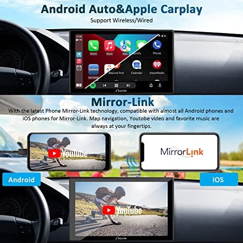 Carpuride 2023 najnoviji jednostruki DIN CAR Stereo bežični Apple CarPlay & Android Auto 9 inčni IPS zaslon s dodirnim zaslonom
