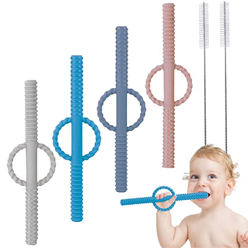 Intatikoo Baby Hollow Teether cijevi, slamke za zube za bebe 0 6 12 18 mjeseci, meke i izdržljive igračke za zube za dojenčad,