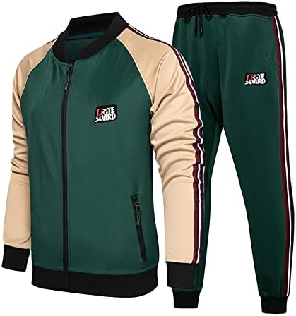 Blok u boji za muškarce dvodijelne odjeće dugi rukavi pune jakne s patentnim zatvaračima jogging hlače Sportski set vitki