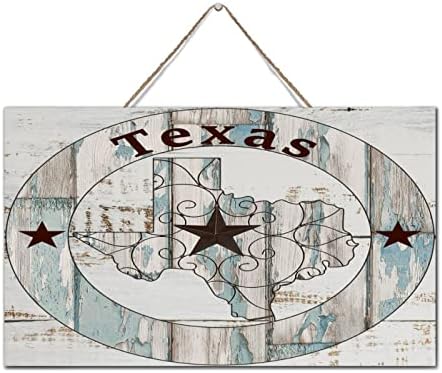 Autbravelco Texas Lone Star Home Map Viseći zidni dekor drveni natpisi 6x10 inča Teksas ljubav kaubojska kaubojska ukrasna