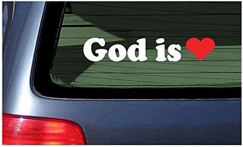 Bog je ljubav vinilna naljepnica - bijela s crvenim naljepnicama prozora srca