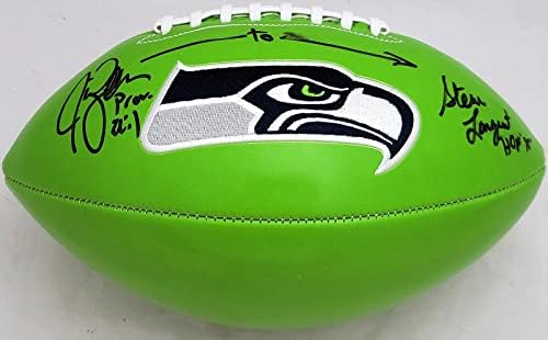 Steve Largent & Jim Zorn Autographid Seattle Seahawks Green Logo Football MCS Holo 83649 - Autografirani nogomet
