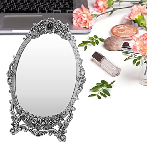 Retro ogledalo za šminku, cvjetni reljefni retro desktop makeup ogledalo za kućnu kupaonicu dekorativno