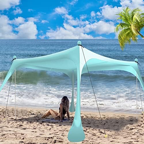 Buheco na plaži šator Pop up Shade 10x10ft plaža nadstrešnica sunca UPF50+ s 4 preklopljivih stupova koji se mogu nositi