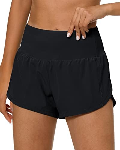 Atletske kratke hlače s visokim strukom za žene brze suhe vježbe trčanja kratkih hlača s mrežnim džepovima s patentnim zatvaračem