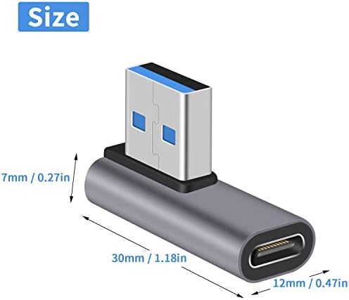 Poyiccot USB C Ženski na USB Muški adapter 90 stupnjeva USB C na USB A Adapter, USB C na USB 3.1 adapter od 10 Gb / s i USB