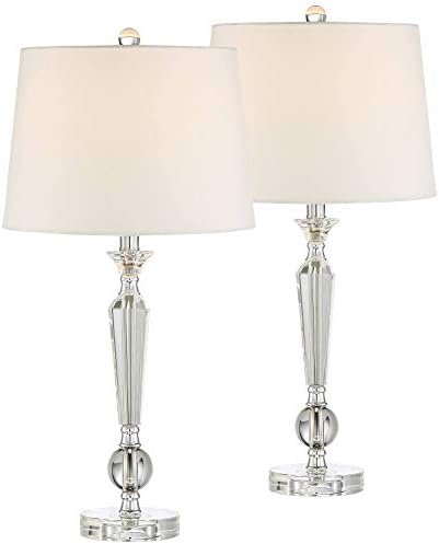 26 inča visoka tradicionalna stolna svjetiljka Art Deco set od 2 Kristalna svijećnjaka s bijelim sjenilom bubnja dekor za