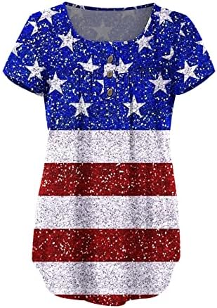 4. srpnja topovi za tunike za žene američka zastava koja skriva masnoću na trbuhu majice ljetna ležerna bluza kratkih rukava