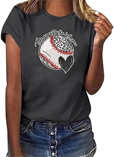 Ženski kratki rukavi okrugli vrat majica Baseballs Slatke grafičke majice Ljetni vrhovi tiskanje slova o-vrata bluze majice