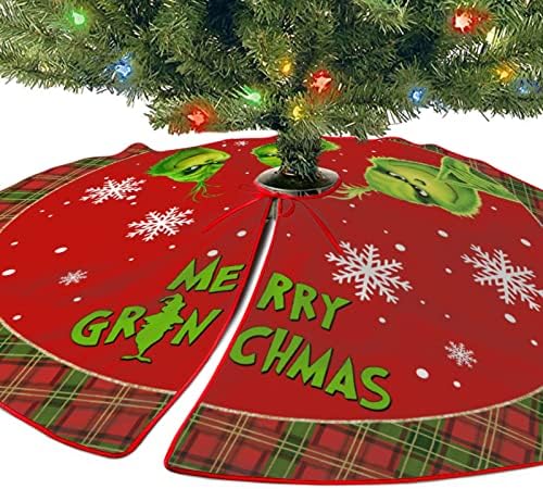 Hawskgfub Smiješno veselo božićno drvce suknja 30 centimetara mali, bizona provjera božićno rublje odmor za odmor novogodišnje