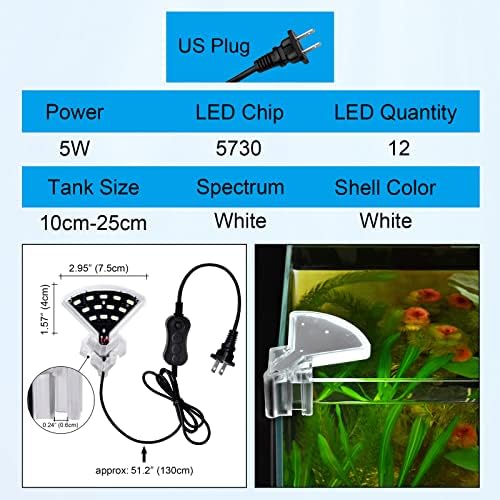 Akvarijsko svjetlo 93.5 vata 12 LED stezaljki za akvarij debljine 4-10 inča i 6 mm