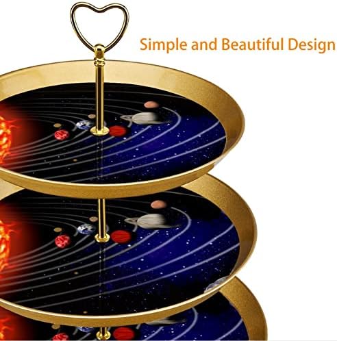 3 nivoa Cupcake postolje za kolač kule za prikaz kolača za desert stabla toranj za zabave dekor, Universe solarni sustav