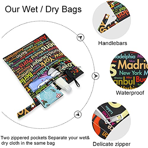 mokra torba s tiskanim slovima 2pcs džepovi s patentnim zatvaračem, periva, višekratna prostrana torba za pelene za putovanja,