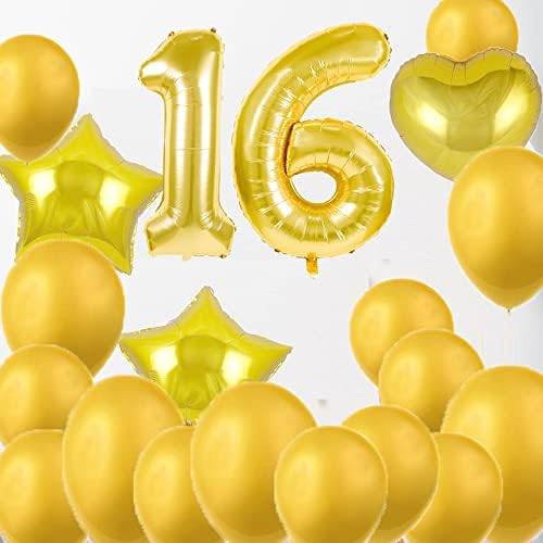 Slatki ukrasi za 16. rođendan zabave, zlatni broj 16 baloni, 16. folija mylar baloni lateks balonski ukras, sjajni pokloni