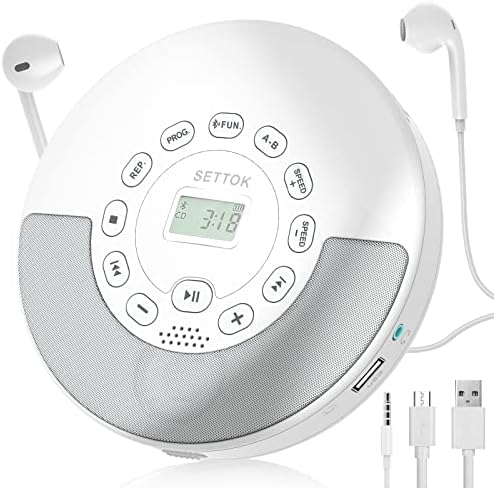 CD player prenosiv s zvučnicima i Bluetooth, punjivi prijenosni CD player s slušalicama