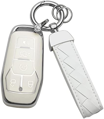 Yonmcfn za Ford i za Lincoln ključ fob poklopac s kožnim privjeskom za ključeve, mekani TPU 5 tipke tipke, fit 2017