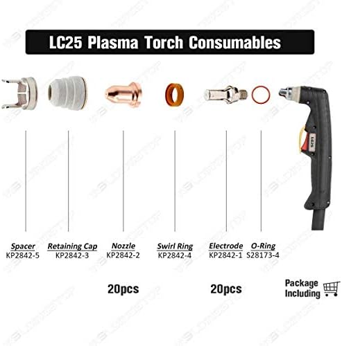Elektroda i savjet 25A za Lincoln Tomahawk 375 Plazma rezač LC25 Torch PKG-60