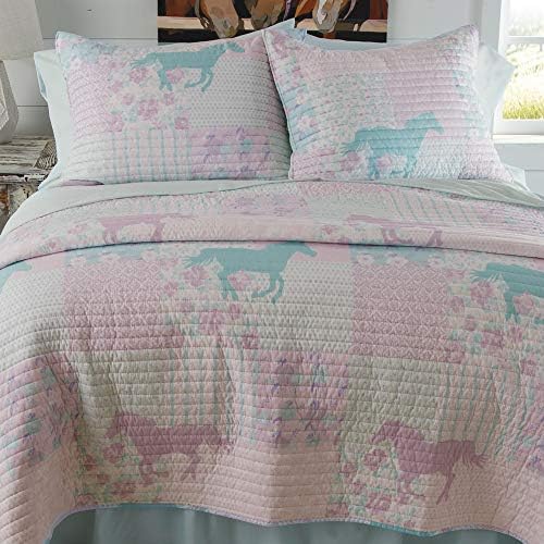 Rod's Cowgirl Princess Pony krevet u vrećici blizanački prekrivač, ljubičasta, tirkizna i ružičasta patchwork od konja, cvijeća,