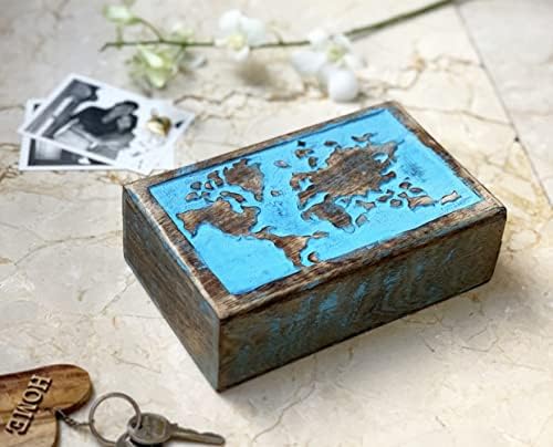 Izvrsne ideje za rođendanske poklone ručno izrađena ukrasna karta svijeta Drvena kutija za nakit kutija za nakit organizator