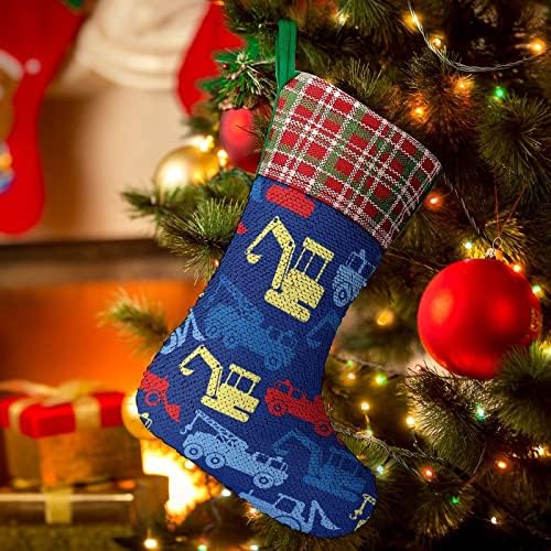 Radni kamioni Sequin Božićna čarapa sjajni zidni viseći ukrasi ukras za druženje s božićnim drvećem