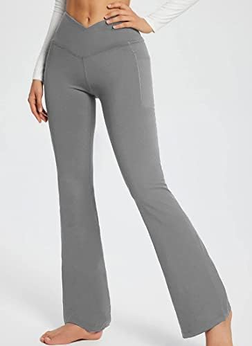 Laoara ženske jogo hlače s džepovima v crossover s visokim strukom gamaša s hlačama za vježbanje zvona