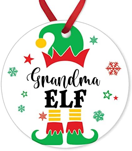 Baka elf Božićna keramička ukras snježna pahuljica okrugli ravni porculan drži se s dvostrukim tiskanim božićnim drvetom