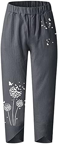 Lanene hlače za žene visokog rasta modne skraćene uske hlače sportske hlače Ležerne široke hlače elastičnog struka do gležnja